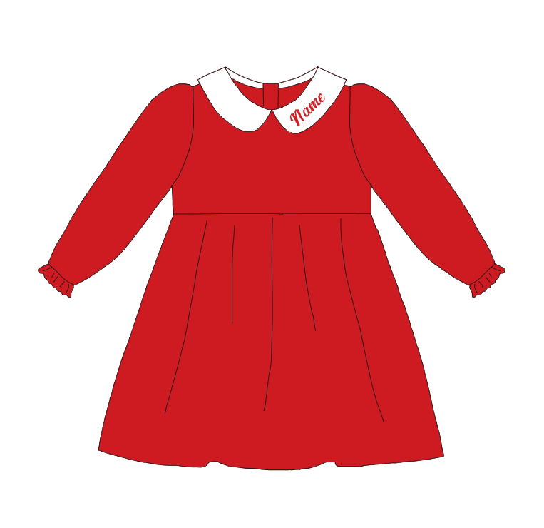 Red Corduroy Personalized Christmas Sibling Clothes – Custom Name Embroidery