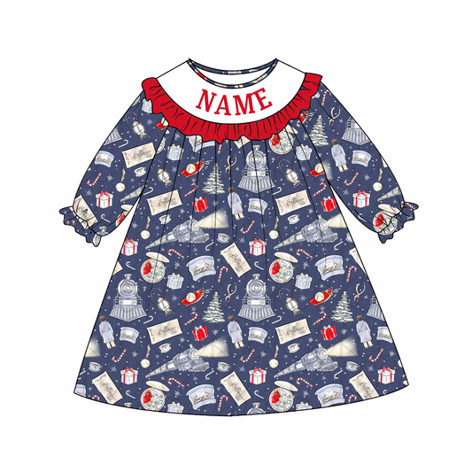 Kids Christmas CUSTOM NAME Embroidery Tree Gift Sibling Clothes