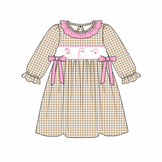 Christmas Reindeer Santa Embroidery Smock Plaid Dress Romper Collection