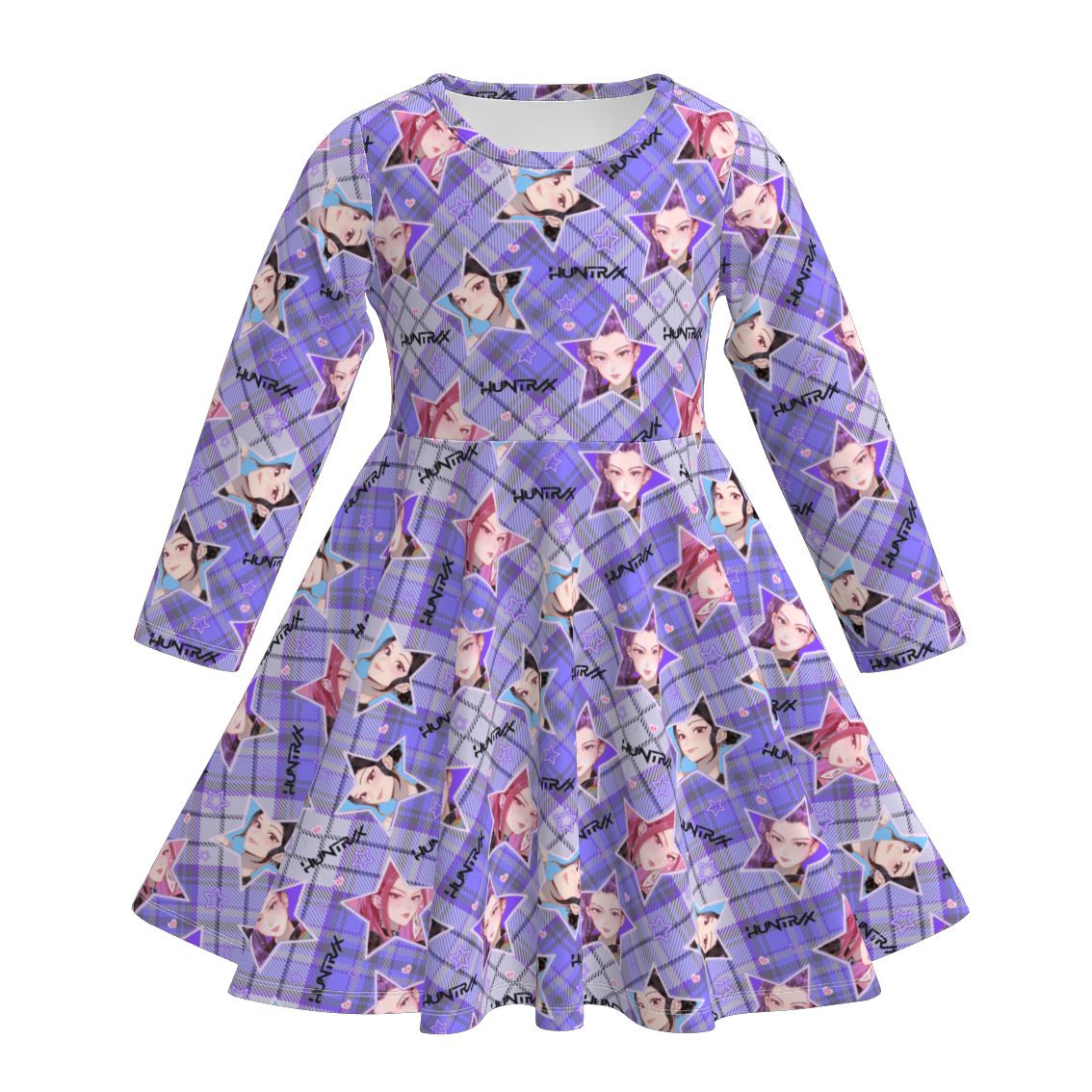 Girls Fall Kpop Demon Hunters Print Soft Twirl Dress