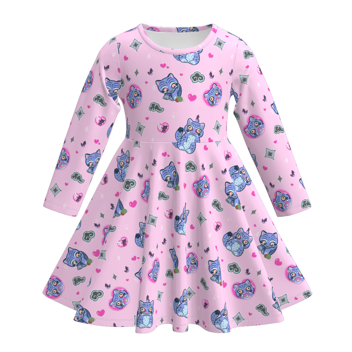 Girls Fall Kpop Demon Hunters Print Soft Twirl Dress
