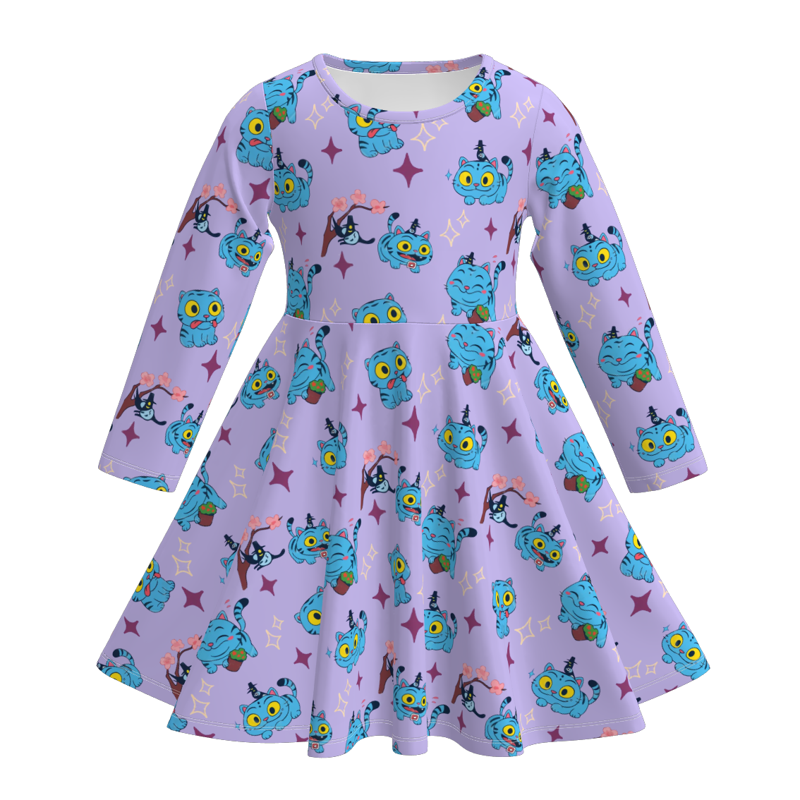 Girls Fall Kpop Demon Hunters Print Soft Twirl Dress