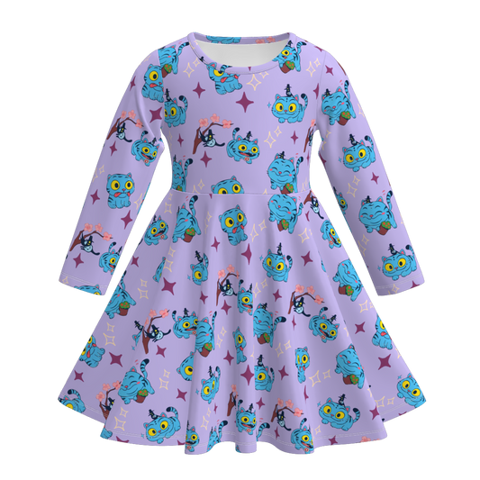 Girls Fall Kpop Demon Hunters Print Soft Twirl Dress