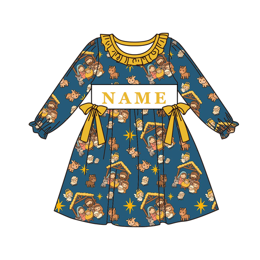 Christmas Nativity Smocked Outfit – Custom Name Embroidery