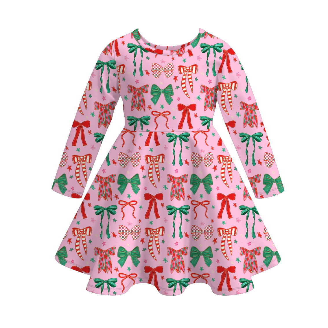 Christmas Bow Gingerbread Print Soft Bell Pant & Dress