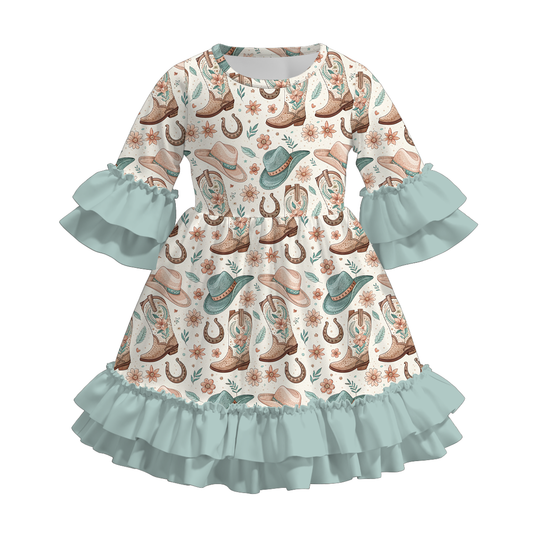 Girls Fall Farm Ruffled Cute Fashion Dress Collection