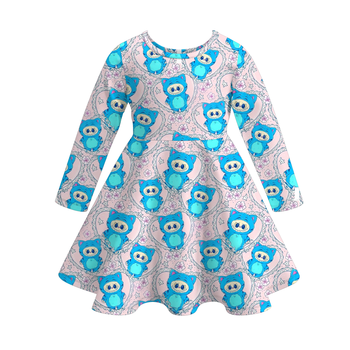 2025 Fall Kpop Demon Hunter Print Long Sleeves Twirl Dress