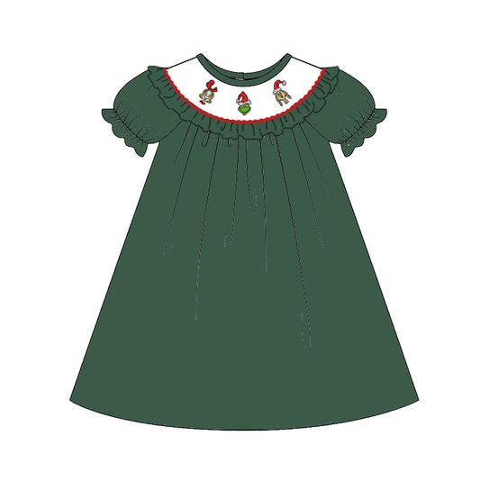 Kids Christmas Ginch Embroidered Smocked Outfits Collection