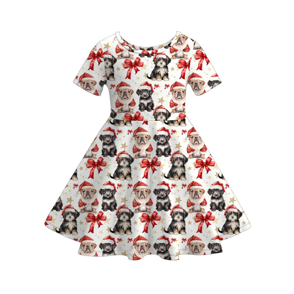 Girls Christmas Character Cartoon Long Sleeves Twirl Dress