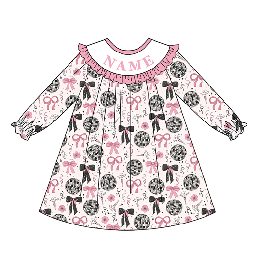 2026 New Year Kids Custom Name Bow Embroidery Smock Outfits