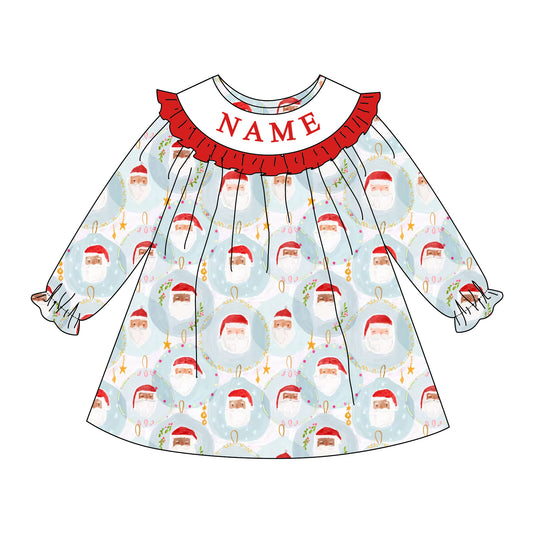 Girls Christmas Santa Custom Name Smock Embroidery Collection