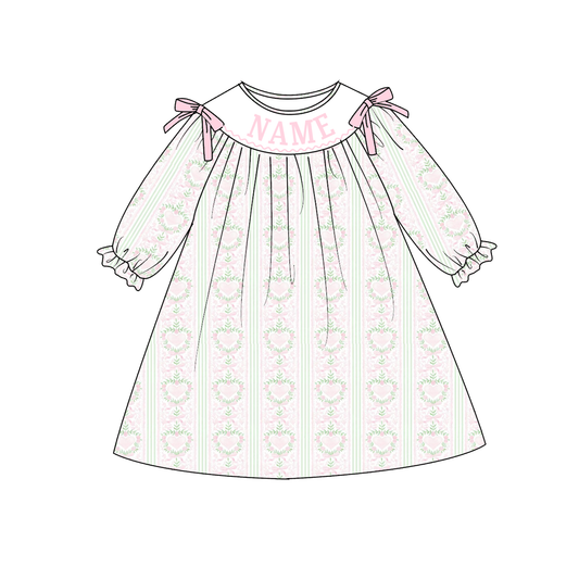 2026 Valentine's Day Floral Custom Name Smocked Embroidered Collection