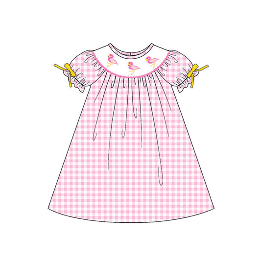 2026 Spring/Summer Flamingo Smocked Collection – Pink Gingham Embroidery