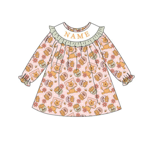 Spring Summer Bear Custom Name Embroidery Smock Outfits