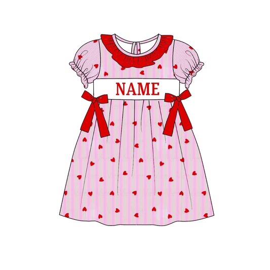 Valentine's Day Pink Heart Custom Name Smocked Embroidered Collection