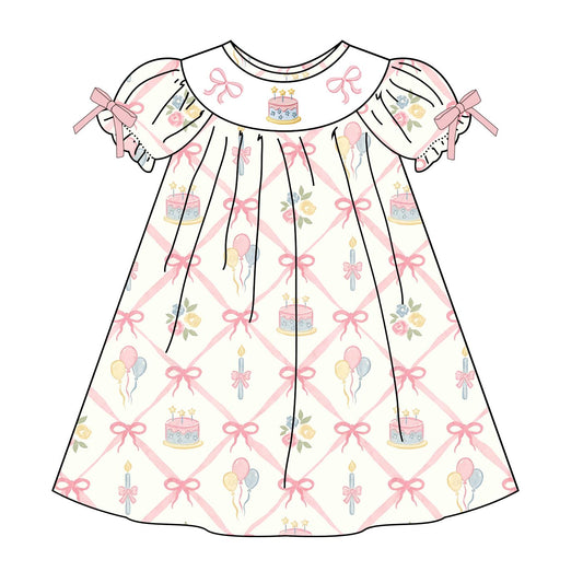 Birthday Girl Smocked Embroidered Gift Bow Minnie Collection
