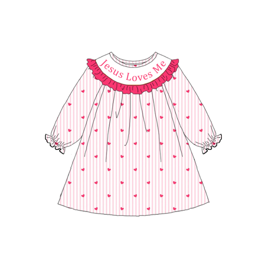 Valentine’s Day Kids Collection JESUS LOVES ME Smocked Embroidery