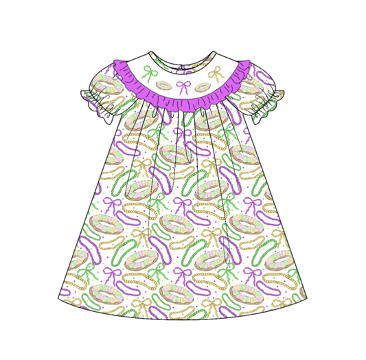 Kids Mardi Gras Smocked Collection Truck Excavator Donut Outfits