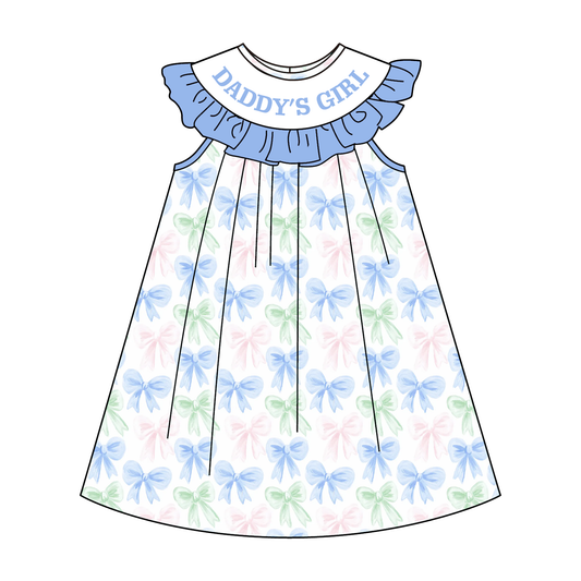 Father's Day DADDY'S GIRL Bow Embroidery Smock Dress & Romper