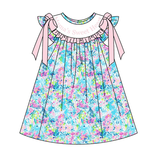 Mother's Day Blue Floral MAMA'S SWEET HEART Smocked Embroidery Collection