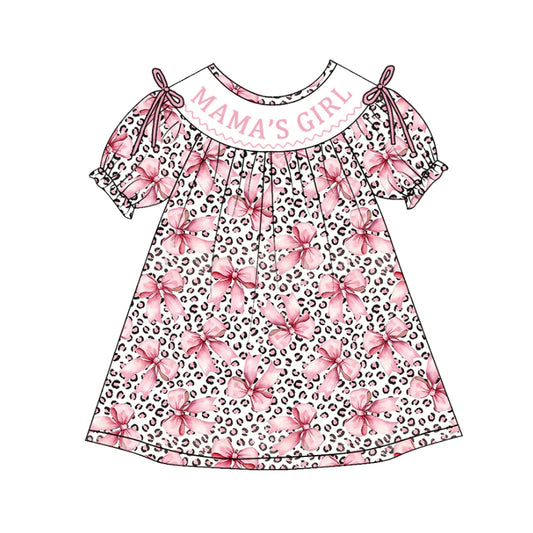 Mother's Day MAMA'S GIRL Embroidery Smock Pink Flower Dress & Romper