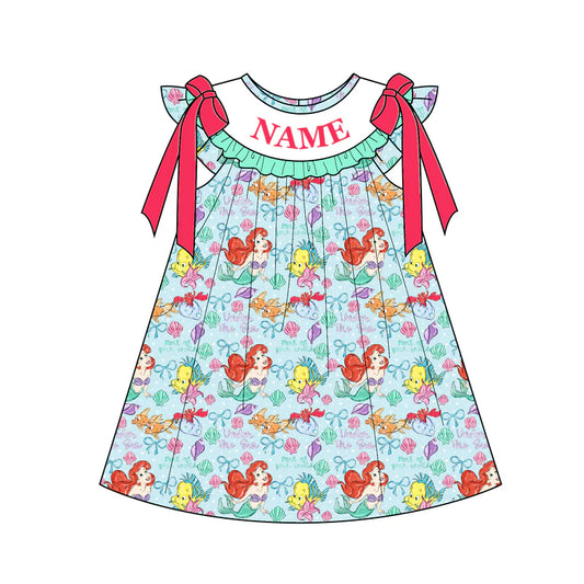Summer Girls Mermaid Custom Name Smocked Embroidery Set Collection