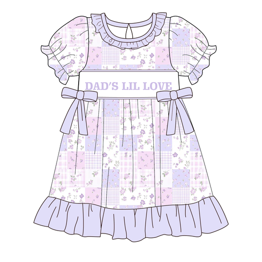 "DAD'S LIL LOVE"Smocked Embroidered Dress & Romper Set – Father's Day Theme