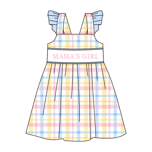 Smocked Mother's Day Kids Collection – Embroidered MAMA'S GIRL/BOY Plaid Outfits