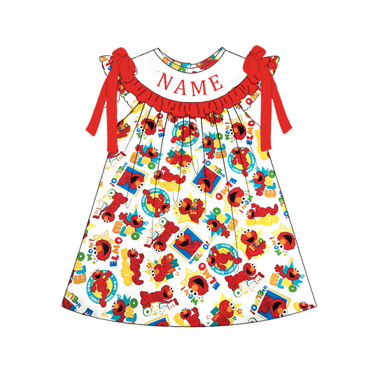 Custom Name Smocked Embroidery Kids Summer Collection – Exclusive ELMO Design