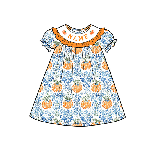Personalized Pumpkin Embroidery Collection | Custom Name Halloween Dress, Bubble Romper, Jon Jon & Boys Outfit