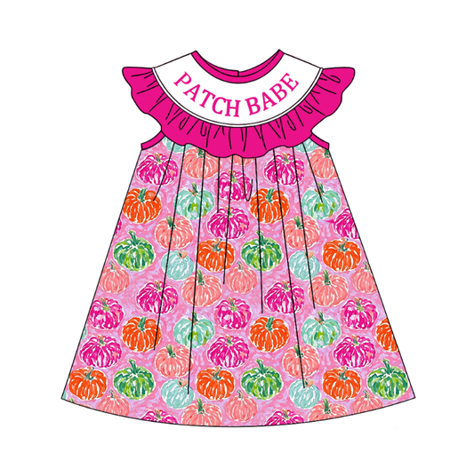 PATCH BABE Pumpkin Smocked Embroidered Girls Collection | Boutique Dress, Bloomer Set & Bubble Romper