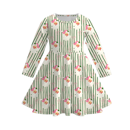 Christmas Santa Stripe Girls Dress, Romper & Pajama Set – Holiday Sibling Collection