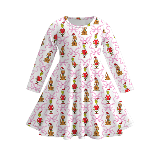 Girls Christmas Matching Pajama Collection – Holiday Print Dress & Two-Piece Sleepwear Set