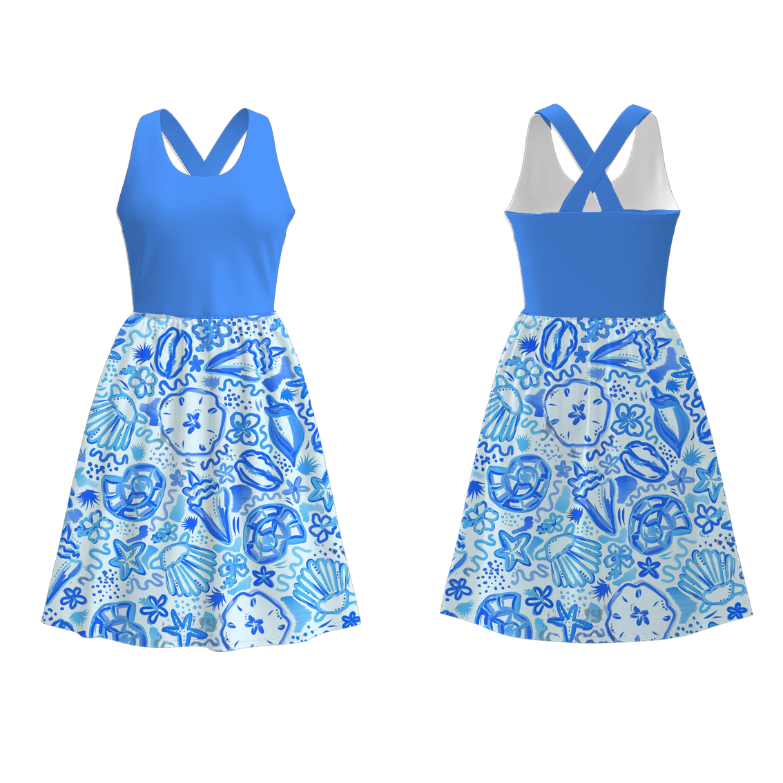 Mommy And Me Mother's Day Blue Floral Print Dress
