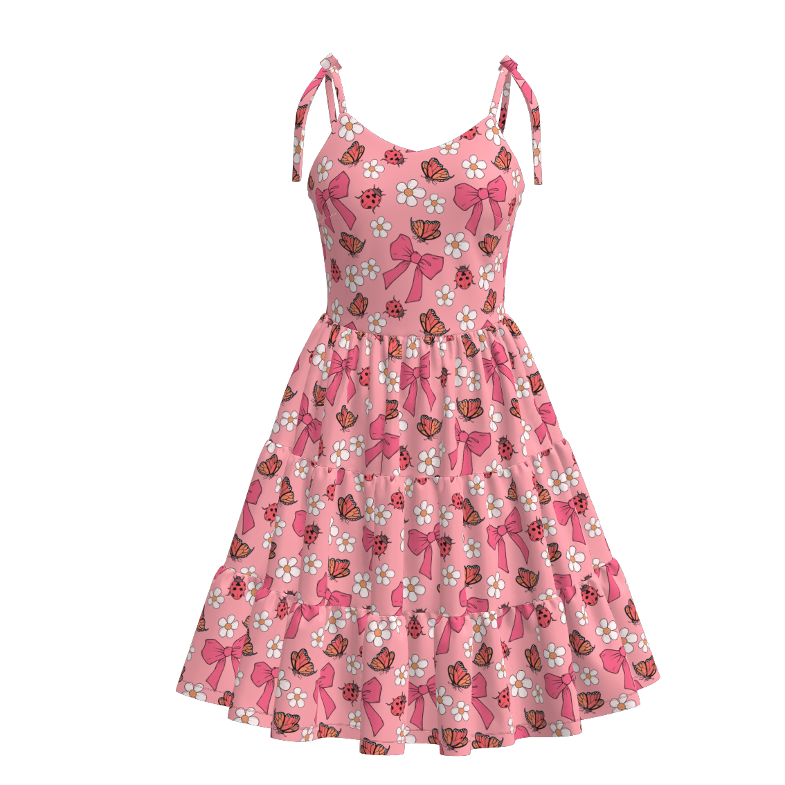 Mother's Day Mommy and Me Summer Bow Floral Butterfly Dress