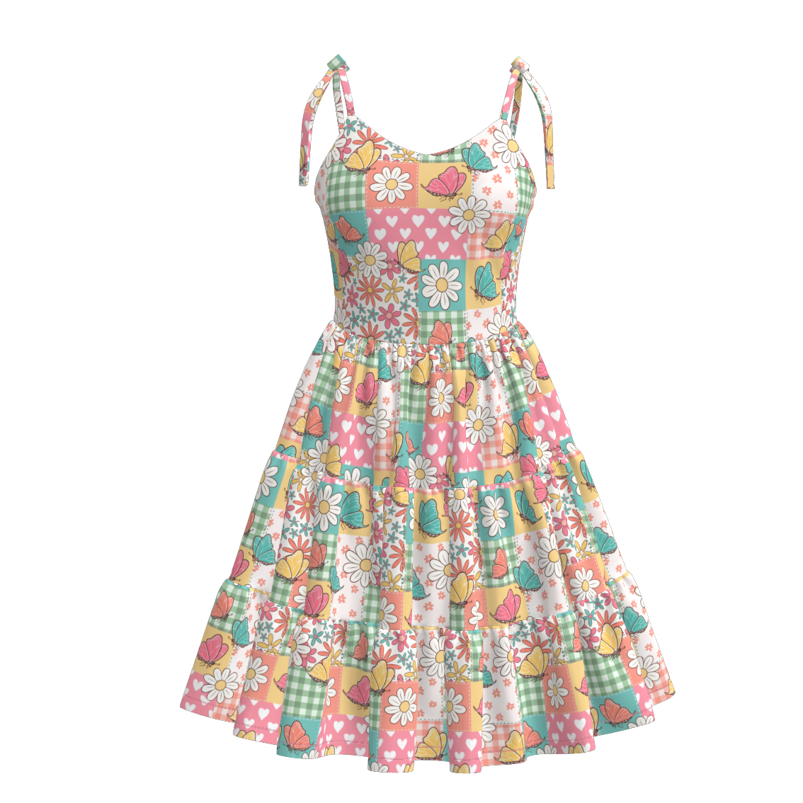 Mother's Day Mommy and Me Summer Bow Floral Butterfly Dress