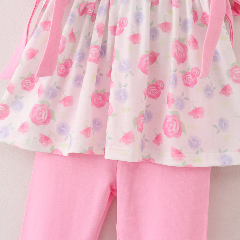 Girls Back To School Pencil Bow Rainbow Smocked Set