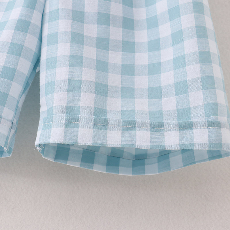 Boys Back To School Dinosour Apple Applique Short Set