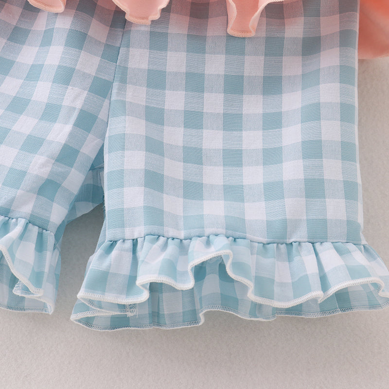 Girls Back To School Dinosour Apple Applique Short Set