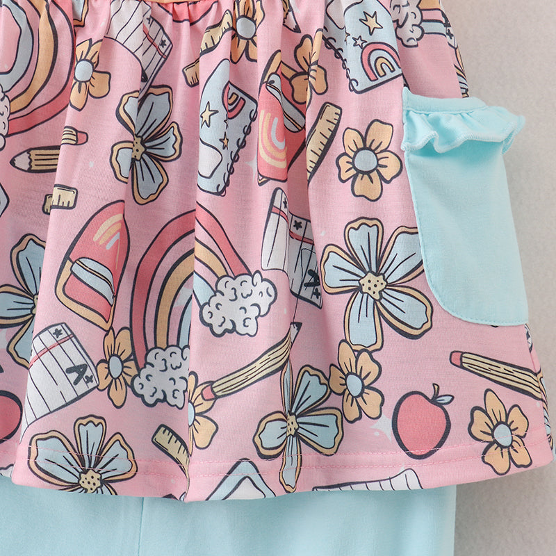 Girls Summer Back To School Pocket Short Set