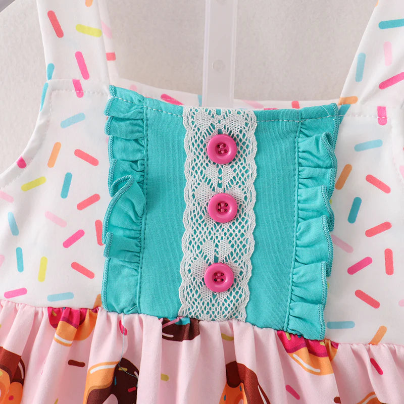 Girls Summer Donut Print Short Set