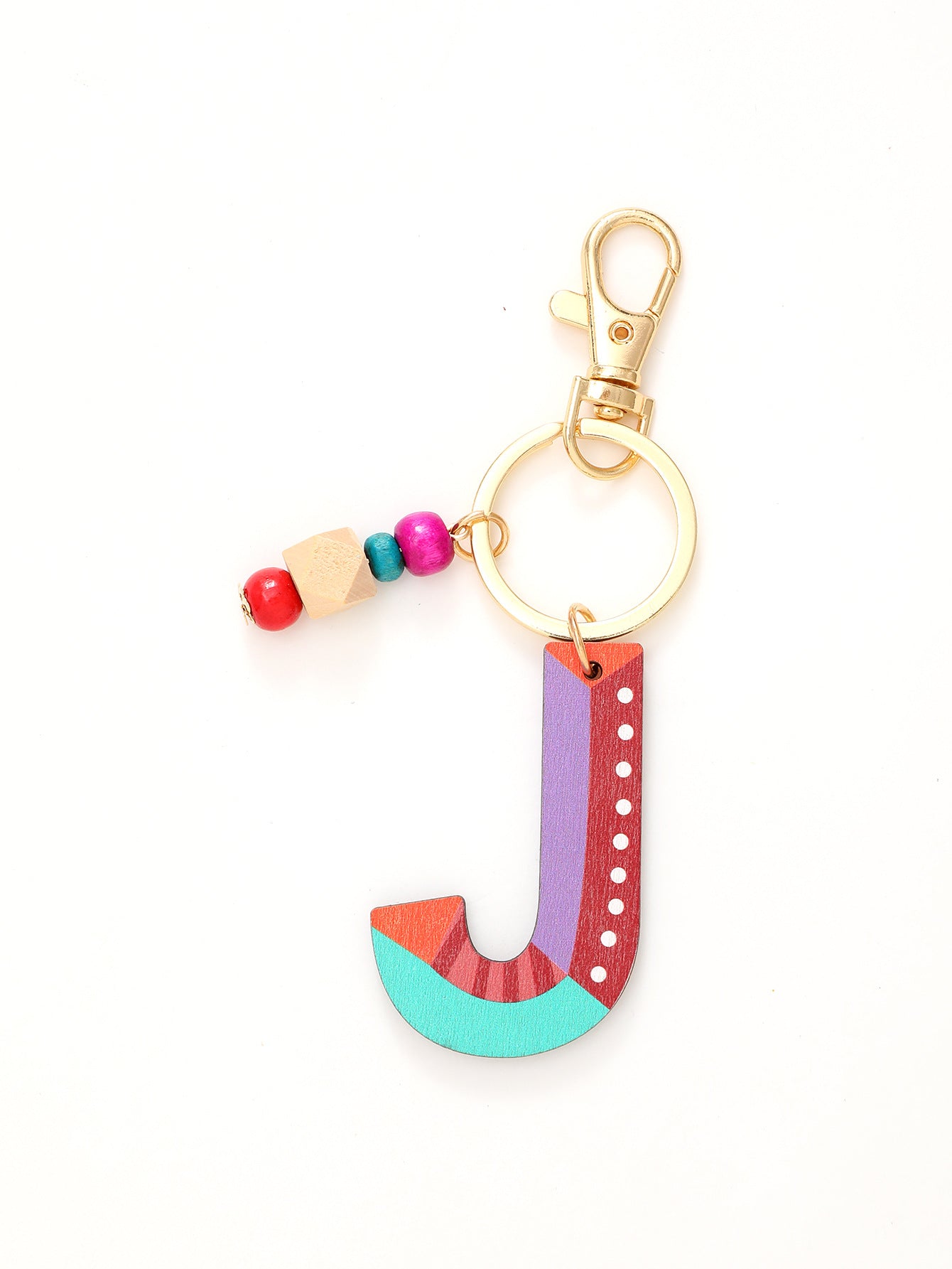 Colorful Wooden Bead Initial Keychain – 26 Letters, Back-to-School