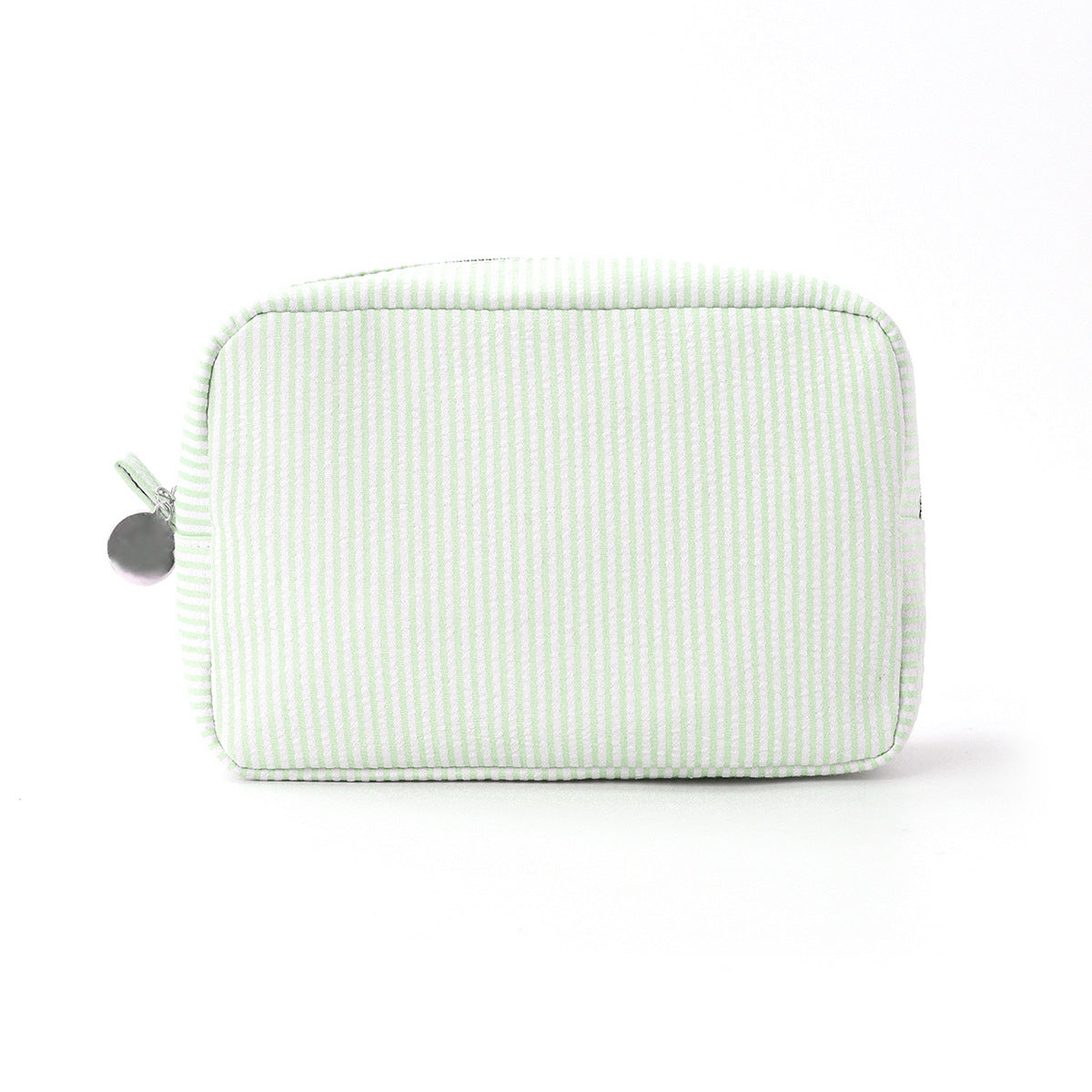 Seersucker Striped Makeup Pouch Travel Toiletry Bag