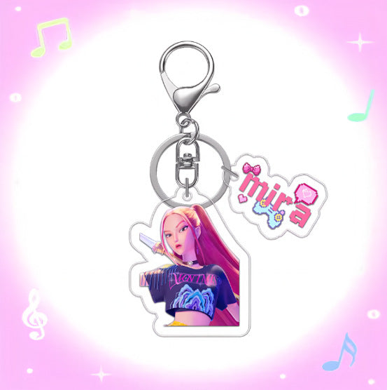 Kpop Demon Hunters Anime Keychain Set 2PCS Acrylic Girl Group Pendants for Bags & Backpacks