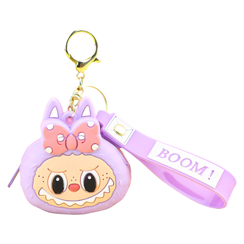 Labulu Bow Boom Coin Purse Keychain Silicone Wallet Charm 6 Colors
