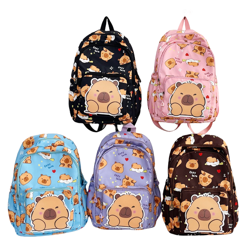 Capybara Print Trendy Print Large Backpack Back To School Bag 5 Colors