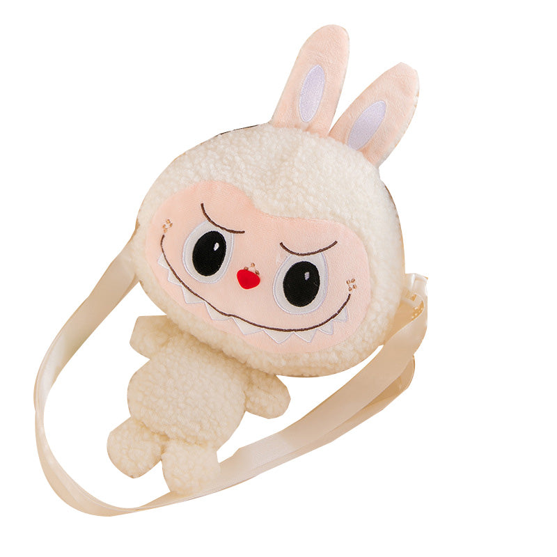 Kids Girls Labubu Soft Plush Crossbody Character Doll Bag