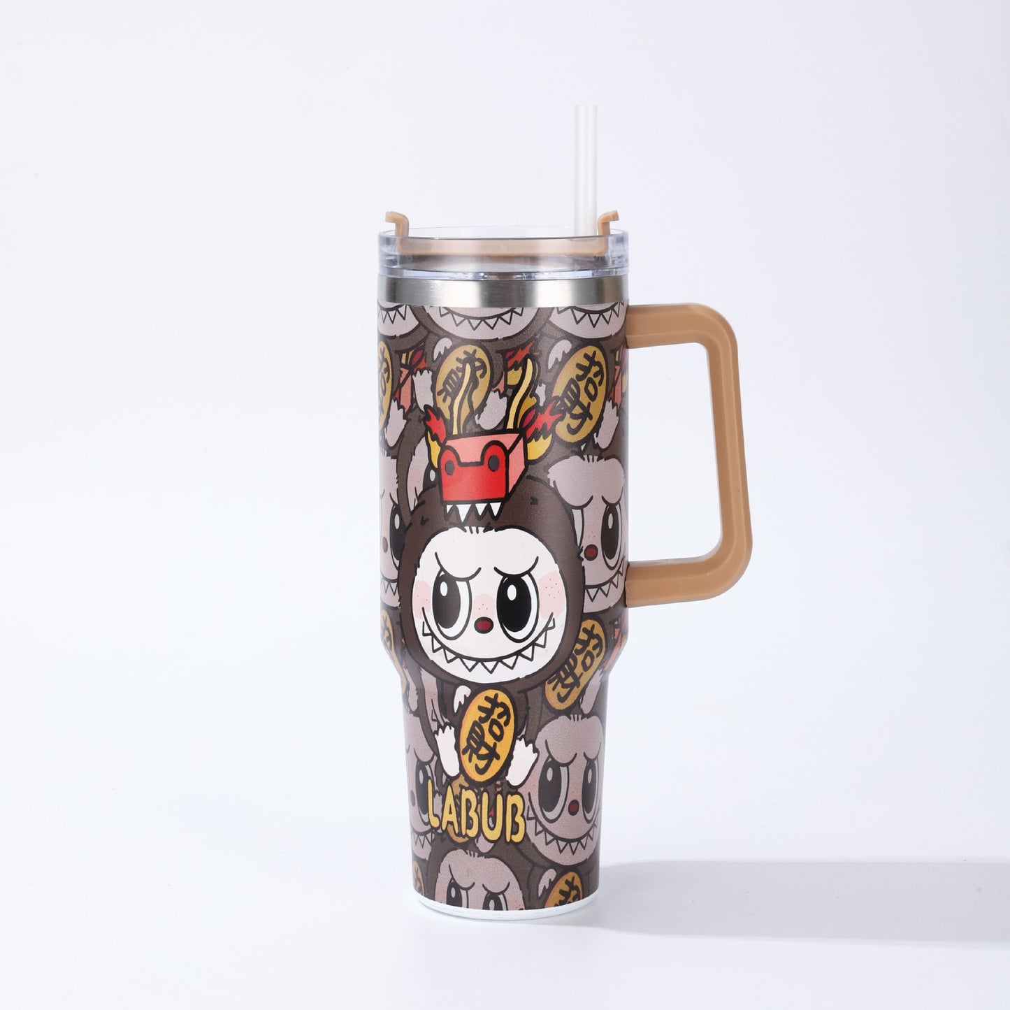 Labubu 40oz Insulated Tumbler with Handle and Straw Car Travel Mug, Hot & Cold Stainless Steel Cup