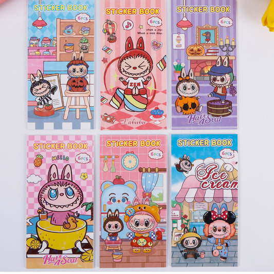 Labubu Stickers Book Cute Cartoon Character Decals DIY Scrapbooking & Craft Supplies