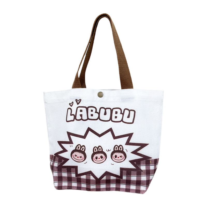 Labubu Cartoon Canvas Tote Bag Shoulder Handbag Portable